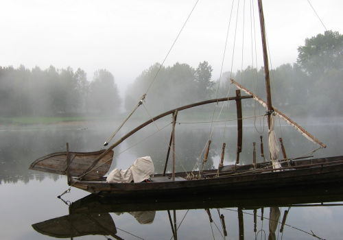 Briancon in mist - the banks of the Vienne, France